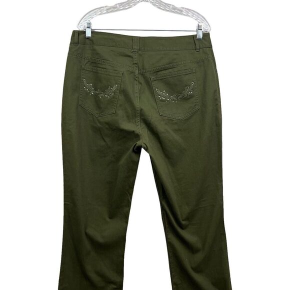 Chico's Womens Chelsea Darlita Pants Stretch Embroidered Gems Pockets Green 2.5R - Picture 6 of 7